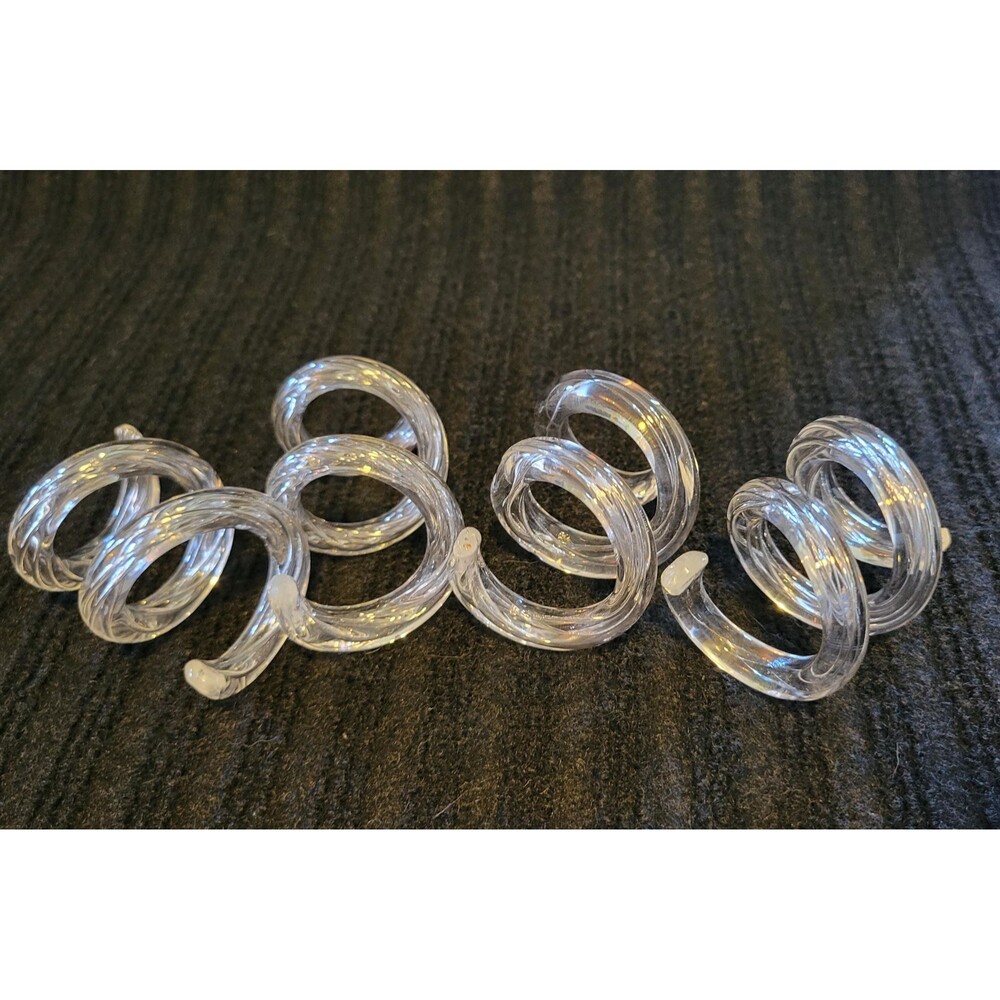 Ekenäs Sweden Glass Spiral Napkin Rings — Set of 8, Mid-Century Modern, c. 1960s